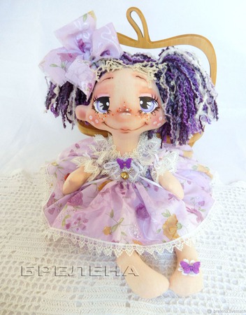 Текстильная кукла "Сиреневая феечка" ручной работы на заказ