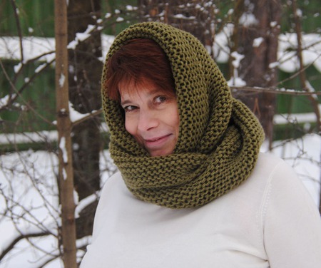 Снуд-шарф цвета хаки  "Защитный" (полушерсть) ручной работы на заказ