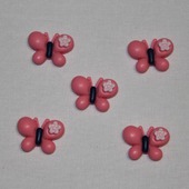 Кабошон "Бабочка", пластик, 23х22 мм, цвет - ярко-розовый