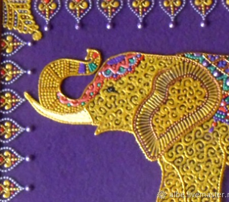 Панно "Слон, приносящий удачу" точечная роспись ручной работы на заказ