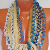 Золотистый вязаный крючком шарф ручной работы "Медово-золотой" модель 3