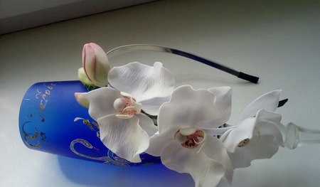 Ободок для волос с Белыми орхидеями ручной работы ручной работы на заказ
