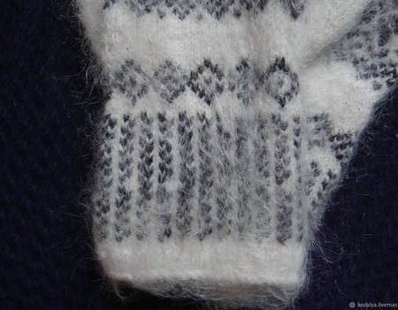 Варежки-рукавички вязанные из шерсти с пухом 1 ручной работы на заказ