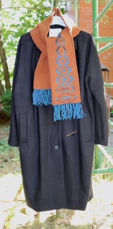 Вязаный шарф теплый плотный коричневый с орнаментом ручной работы на заказ