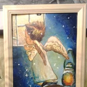 Картина, акрил "Рождественский Ангел"