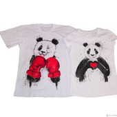 Парные футболки с росписью "Панды"