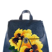 Рюкзак женский с ручной росписью из экокожи "Анютины глазки"