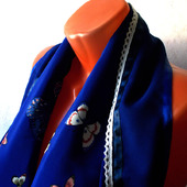 Синий шарф ручной работы из ткани "Баттерфляй"