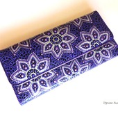 Фиолетовый кошелек женский "Цветы" точечная роспись