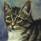 Картина "Серый кот"
