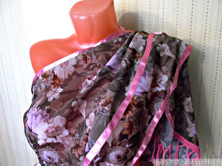 Коричневый шарф ручной работы из ткани  "Шоколадные розочки" ручной работы на заказ