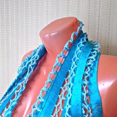 Бирюзовый вязаный крючком шарф ручной работы "Бирюзовый" модель 4