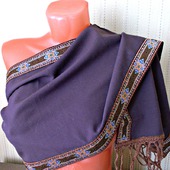 Фиолетовый шарф ручной работы из ткани "Ежевичная поляна"