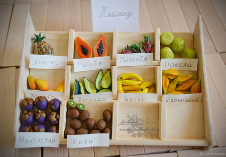 Счётный игровой набор "Тропические фрукты и овощи" (55 предметов) ручной работы на заказ
