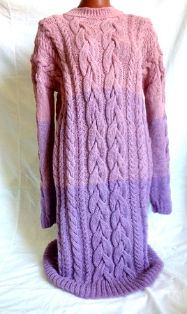 Длинное вязаное платье из альпаки "Pink Rose" ручной работы на заказ