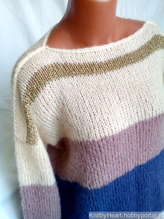 Вязаный свитер из кид-мохера в стиле ColorBlock ручной работы на заказ