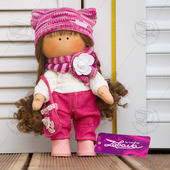 Кукла текстильная ручной работы с длинными волосами