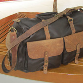 Дорожная кожаная сумка "Скиф" темно-коричневая