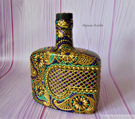 Бутылка "Мехенди" точечная роспись ручной работы на заказ