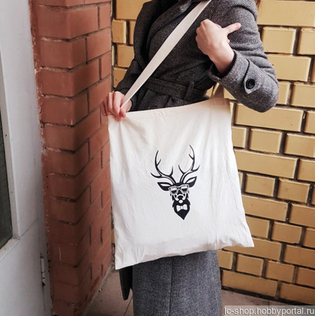 Льняная сумка-шоппер с оленем ручной работы на заказ