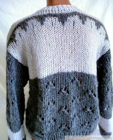 Жаккардовый свитер расшитый чешским бисером и жемчужными бусинами ручной работы на заказ