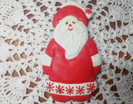 Пряник Дед Мороз красный в наличии ручной работы на заказ