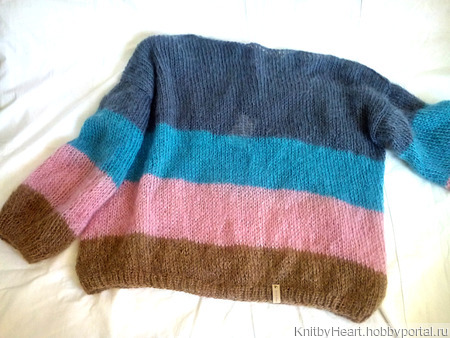 Вязаный свитер из мохера в стиле ColorBlock ручной работы на заказ