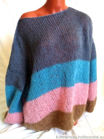 Вязаный свитер из мохера в стиле ColorBlock ручной работы на заказ