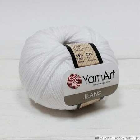 ����� YarnArt JEANS - (01 - �����) ������ ������ �� �����