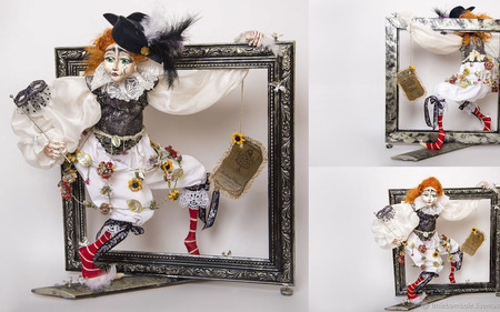 Авторская интерьерная коллекционная кукла Пьеретта ручной работы на заказ