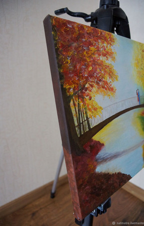 Картина маслом "Двое на мосту" ручной работы на заказ