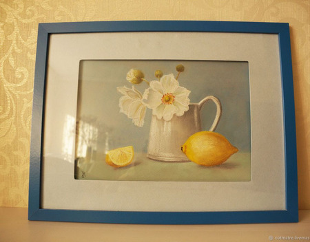 Картина пастелью "Натюрморт с лимоном" ручной работы на заказ