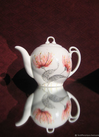 Чайник заварочный с росписью "Волшебный цветок" ручной работы на заказ