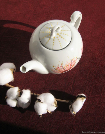Чайник заварочный с росписью "Волшебный цветок" ручной работы на заказ