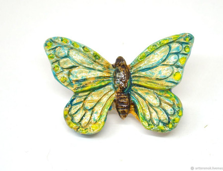 Брошь керамическая "Бабочка" ручной работы на заказ