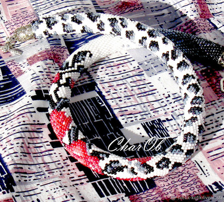 Жгут-колье "Страсть" леопардовый с розами ручной работы на заказ