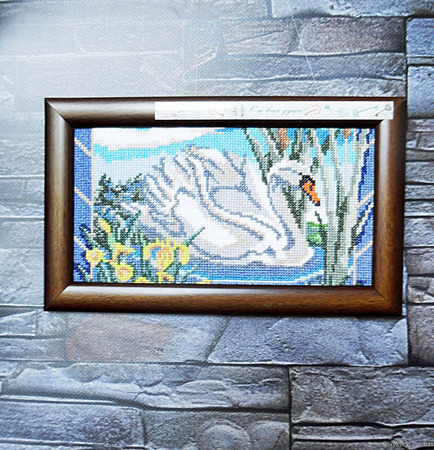 Картина "За минуту до рассвета" с лебедем и пожеланием ручной работы на заказ