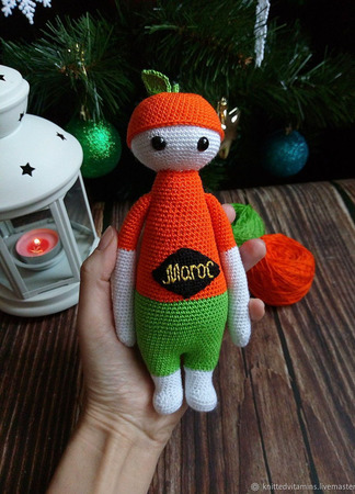 Авторская вязаная игрушка - кукла Мандаринчик ручной работы на заказ