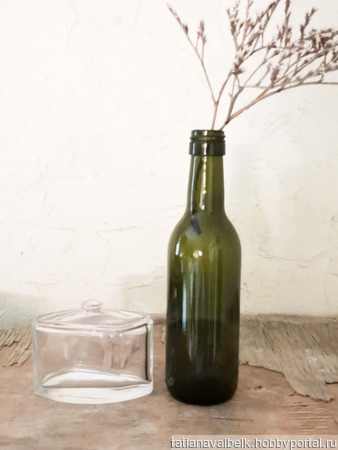 Бутылка винная оливковое стекло маленькая бутылочка ручной работы на заказ