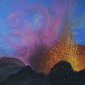 Картина пастелью "Вулкан"