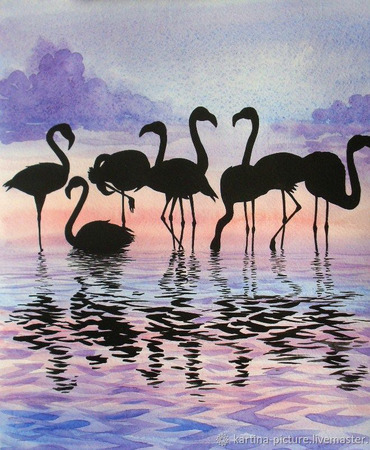 Картина "Фламинго" ручной работы на заказ