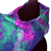 Женский шелковый шарф разноцветный крепдешиновый