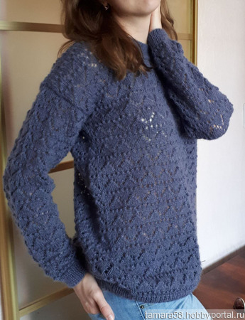 Ажурный пуловер связанный спицами ручной работы на заказ