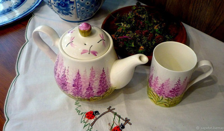 Роспись фарфора "Иван-чай" ручной работы на заказ