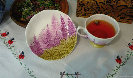 Роспись фарфора - набор "Иван-чай" ручной работы на заказ