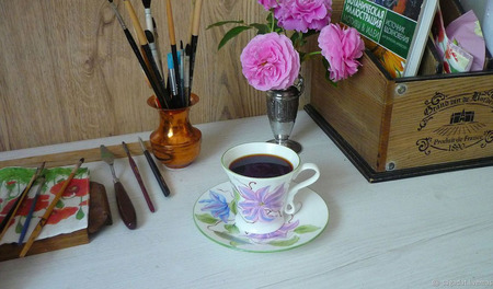 Чайная (кофейная) пара "Утро нового дня" ручной работы на заказ