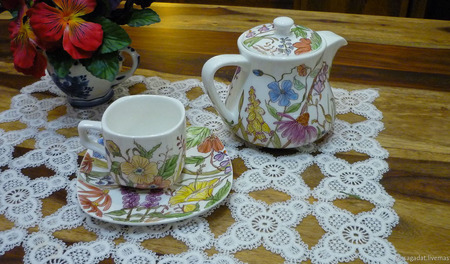 Чайный набор, роспись фарфора "Ивана Купала" ручной работы на заказ
