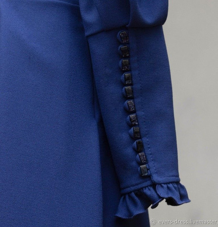 Платье с пышными рукавами Классический синий ручной работы на заказ
