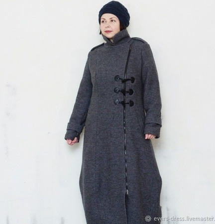 Зимнее пальто дафлкот "Марселла", шерсть ручной работы на заказ