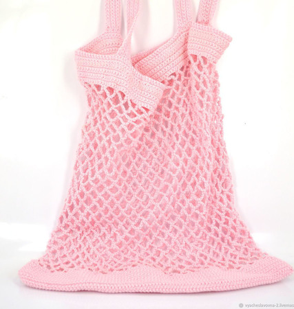 Сумка-авоська, связанная из хлопка, розовая ручной работы на заказ
